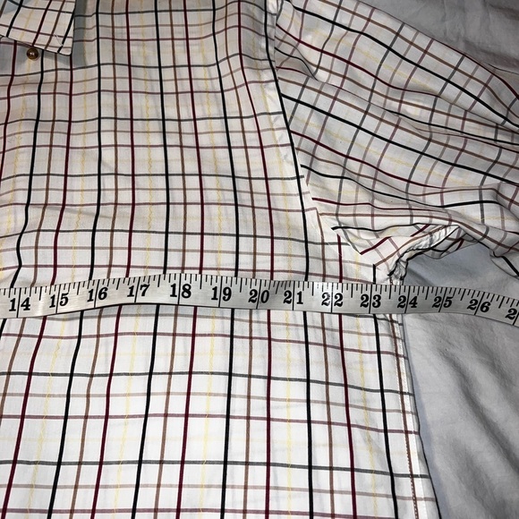 Ashworth Shirt Cotton plaid button up collard shirt with pocket zig zag stitch L - Picture 3 of 7
